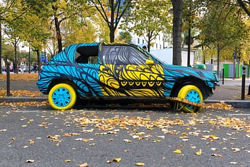 Vous jetez je crée moyoshi art paris voiture abandonnée
